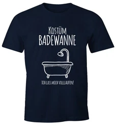 MoonWorks Print-Shirt Herren T-Shirt Fasching Kostüm Ich lass mich volllaufen Verkleidung Faschings-Shirt Dunkelblau/Beige/Weiß/Braun