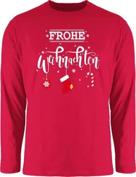 Shirtracer Rundhalsshirt Frohe Weihnachten Weihachten Kleidung Rot/Rosa