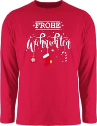 Shirtracer Rundhalsshirt Frohe Weihnachten Weihachten Kleidung Rot/Rosa