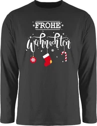 Shirtracer Rundhalsshirt Frohe Weihnachten Weihachten Kleidung Grau/Gelb/Braun/Beige/Dunkelgrau