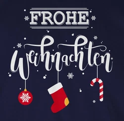 Shirtracer Rundhalsshirt Frohe Weihnachten Weihachten Kleidung Dunkelblau/Blau/Gelb