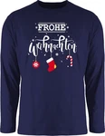 Shirtracer Rundhalsshirt Frohe Weihnachten Weihachten Kleidung Dunkelblau/Blau/Gelb