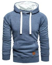 Amaci&Sons Herren Basic Kontrast Kapuzenpullover Sweatjacke Pullover Hoodie Sweatshirt (1-04027) Dunkelblau/Blau/Grau