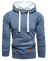Amaci&Sons Herren Basic Kontrast Kapuzenpullover Sweatjacke Pullover Hoodie Sweatshirt (1-04027) Dunkelblau/Blau/Grau