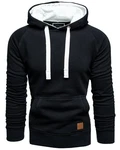 Amaci&Sons Herren Basic Kontrast Kapuzenpullover Sweatjacke Pullover Hoodie Sweatshirt (1-04027) Schwarz/Dunkelblau