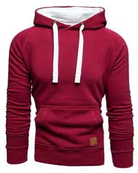 Amaci&Sons Herren Basic Kontrast Kapuzenpullover Sweatjacke Pullover Hoodie Sweatshirt (1-04027) Dunkelrot/Rot/Bordeaux