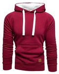 Amaci&Sons Herren Basic Kontrast Kapuzenpullover Sweatjacke Pullover Hoodie Sweatshirt (1-04027) Dunkelrot/Rot/Bordeaux