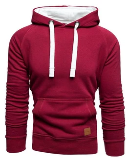 Amaci&Sons Herren Basic Kontrast Kapuzenpullover Sweatjacke Pullover Hoodie Sweatshirt (1-04027) Dunkelrot/Rot/Bordeaux