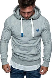 Amaci&Sons Herren Basic Logo Kapuzenpullover Sweatjacke Pullover Hoodie Sweatshirt (1-04028) Grau/Hellgrau