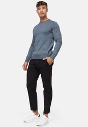 Indicode Herren Gamal Strickpullover O-Neck Pulli Dunkelblau/Grau/Hellblau