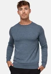 Indicode Herren Gamal Strickpullover O-Neck Pulli Dunkelblau/Grau/Hellblau