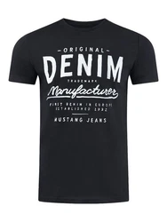 MUSTANG T-Shirt Herren Printshirt Basic Regular Tee Shirt Schwarz/Weiß/Blau/Grau/Black (1004544-4142)