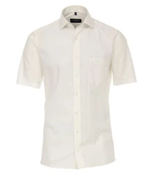 CASAMODA Kurzarmhemd Kentkragen Weiß/Creme/Khaki