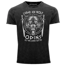 Print-Shirt Herren Vintage Shirt Lieber ein Wolf Odins als ein Lamm Gottes mit Print