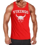 Neverless Herren Tanktop Wikinger-Helm Skull Totenkopf Rot