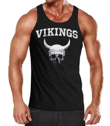 Tanktop Herren Tank-Top Wikinger-Helm Skull Totenkopf Muskelshirt Muscle mit Print