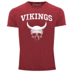Neverless Print-Shirt Herren Vintage Shirt Wikinger-Helm Skull Totenkopf Dunkelrot/Rot