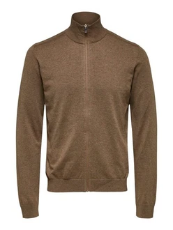 SELECTED HOMME Strickjacke 'Berg' (1) Khaki/Grau/Braun/Dunkelgrün