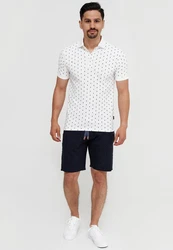 Indicode Chinoshorts Enford Weiß/Dunkelblau/Hellblau/Creme/Rot