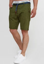 Indicode Chinoshorts Enford Khaki/Dunkelgrün/Creme/Grün/Weiß