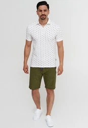 Indicode Chinoshorts Enford Khaki/Dunkelgrün/Creme/Grün/Weiß