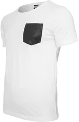 URBAN CLASSICS T-Shirt Urban Classics Herren Synthetic Leather Pocket Tee Weiß/Creme/Schwarz