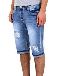 ESRA Herren Jeans Shorts Bermuda AS431 