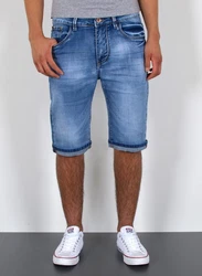 ESRA Herren Jeans Shorts Bermuda AS431 
