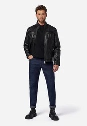 Ricano Lederjacke Albert Schwarz/Gelb
