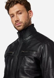 Ricano Lederjacke Albert Schwarz/Gelb
