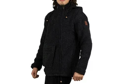 KUNST UND MAGIE Kapuzenstrickjacke Unisex Dunkelgrau/Schwarz/Grau