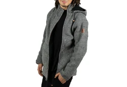 KUNST UND MAGIE Kapuzenstrickjacke Unisex Hellgrau/Dunkelgrau/Grau