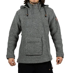 KUNST UND MAGIE Kapuzenstrickjacke Unisex Hellgrau/Dunkelgrau/Grau