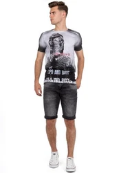 Cipo & Baxx Jeansshorts Herren Kurze Hose 21CB-BANS Dunkelgrau (21CB18-BANS)