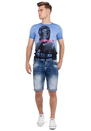 Jeansshorts Herren Kurze Hose 21CB17-BANS mit gekrempelten Saum