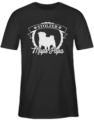 Shirtracer T-Shirt Stolzer Mops Papa Geschenk Gelb/Lila/Braun/Rot/Grün