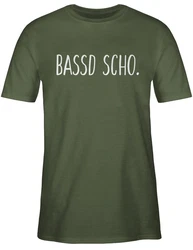 Shirtracer T-Shirt Bassd scho Sprüche Statement Dunkelgrün/Grün/Gold