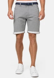 Indicode Herren Bourchier Chino Shorts mit Gürtel Creme/Weiß/Grau/Gelb