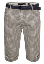 Indicode Herren Bourchier Chino Shorts mit Gürtel Creme/Weiß/Grau/Gelb
