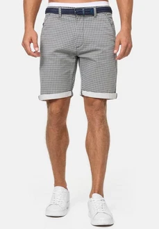 Indicode Herren Bourchier Chino Shorts mit Gürtel Creme/Weiß/Grau/Gelb