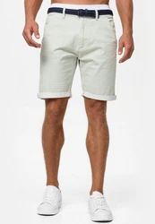 Indicode Herren Bourchier Chino Shorts mit Gürtel Khaki/Hellgrün/Grün