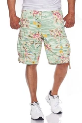 Jet Lag Cargoshorts Hawaii Flower Blume Grün/Blume Blau/Hawaii Blume