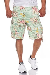 Cargoshorts Flower Green, Flower Blue, Hawaii Flower
