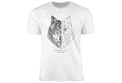 Neverless Print-Shirt Herren T-Shirt Wolf Polygon Kunst Grafik Tiermotiv Weiß/Grau