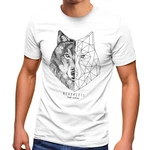 Neverless Print-Shirt Herren T-Shirt Wolf Polygon Kunst Grafik Tiermotiv Weiß/Grau