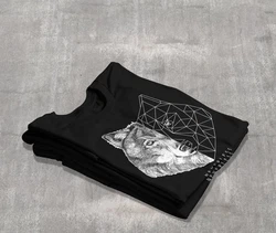 Neverless Print-Shirt Herren T-Shirt Wolf Polygon Kunst Grafik Tiermotiv Grau/Schwarz