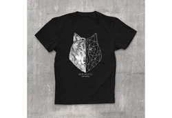 Neverless Print-Shirt Herren T-Shirt Wolf Polygon Kunst Grafik Tiermotiv Grau/Schwarz