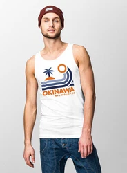 Neverless Tanktop Herren Japan Okinawa Schriftzug Retro Palme Welle Rot/Braun/Blau/Weiß