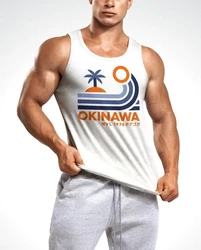 Neverless Tanktop Herren Japan Okinawa Schriftzug Retro Palme Welle Rot/Braun/Blau/Weiß