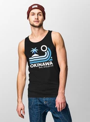 Neverless Tanktop Herren Japan Okinawa Schriftzug Retro Palme Welle Blau/Schwarz/Braun/Rot